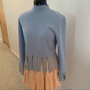 STAUD Light Blue and Peach Fringe Blouse